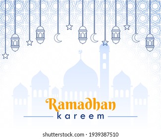 Ramadhan kareem: islamic background with mosque gradient