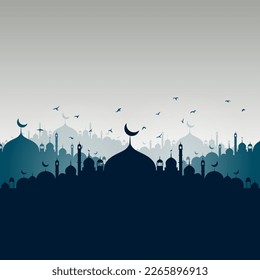 Ramadhan Kareem Islamic Background Mosque Vector Design