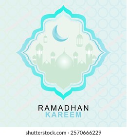 ramadhan kareem. islamic greetings ramadan kareem card design background with lanterns and crescent moon. vector illustration.