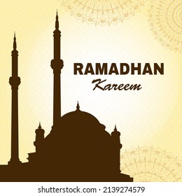 Ramadhan Kareem with Mosque Illustration Pattern Background