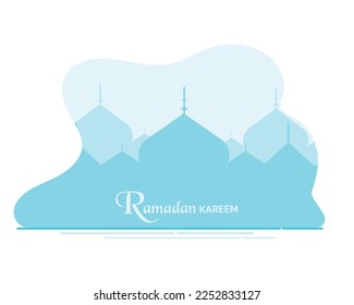 Plano paisajístico de la mezquita Ramadhan Kareem