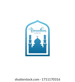 ramadhan kareem mosque logo design. marhaban ya ramadhan islamic greeting vector illustration
