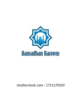 ramadhan kareem mosque logo design. marhaban ya ramadhan islamic greeting vector illustration
