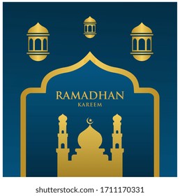 ramadhan kareem mosque logo design. marhaban ya ramadhan islamic greeting vector illustration
