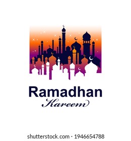ramadhan kareem with mosque logo design