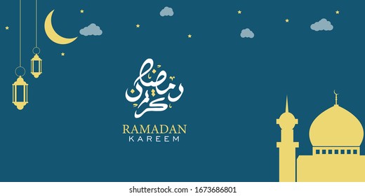 ramadhan kareem with mosque and night background