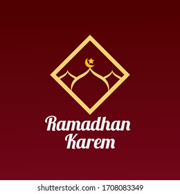 Ramadhan Kareem  or Ramadhan Mubarak label on a brown background- Vector illustration