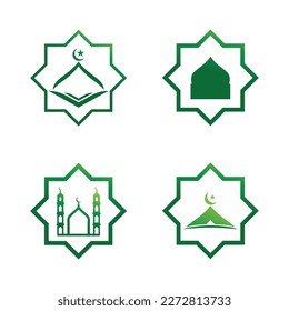 Ramadhan kareem poster banner islamic wallpaper mousque logo icon flat design vector