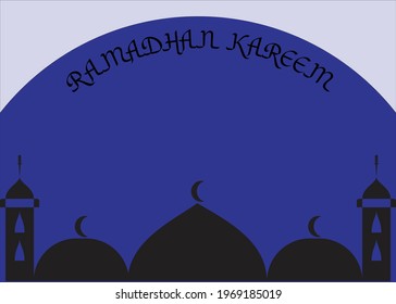 Ramadhan Kareem Silhoutte Mosque with blue backgrounds