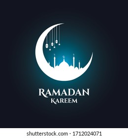 Ramadhan Kareem with the symbol of the mosque and the stars in the moon