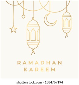 ramadhan kareem theme design / lantern line illustration