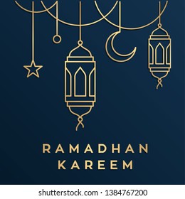 ramadhan kareem theme design / lantern line illustration
