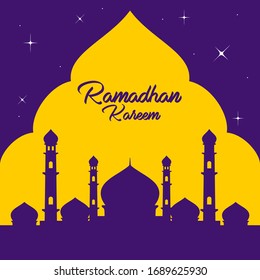 ramadhan kareem theme design / mosque illustration, islamic background vector
