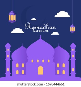 ramadhan kareem theme design / mosque illustration, islamic background vector