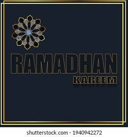 ramadhan kareem vector with dark and gold color