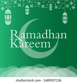 Ramadhan Kareem Wallpaper Template Vector with Green Colour Background