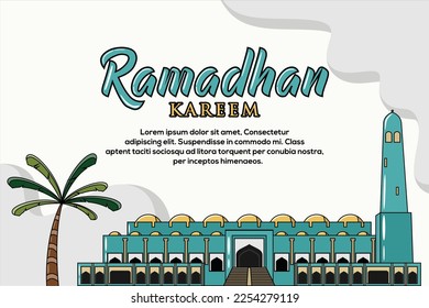 Ramadhan karem flat design template, Ramadhan flat design vector, Ramadhan design vector