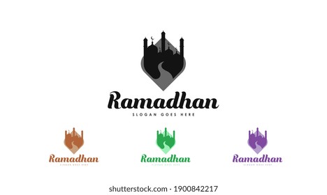 Vector conceptual del logotipo del Ramadán. Plantilla de logotipo islámico aislada en fondo blanco.