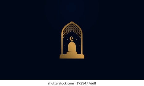 Vector conceptual del logotipo del Ramadán. Plantilla de logotipo islámico aislada en fondo blanco.