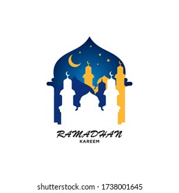 Ramadhan logo illustration. Ramadhan kareem  perfect illustration logo design on white background.