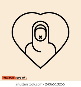 Ramadhan love icon design vector graphic of template, sign and symbol, line style