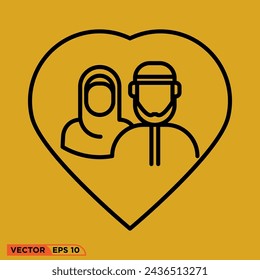 Ramadhan love icon design vector graphic of template, sign and symbol, line style