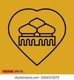 Ramadán icono de amor diseño gráfico vectorial de plantilla, signo y símbolo, estilo de línea