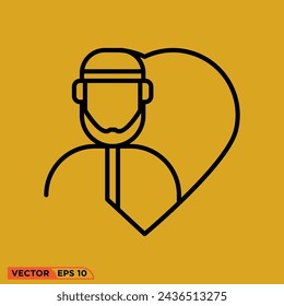 Ramadán icono de amor diseño gráfico vectorial de plantilla, signo y símbolo, estilo de línea