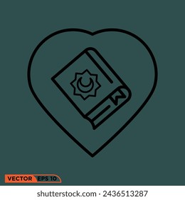 Ramadhan love icon design vector graphic of template, sign and symbol, line style