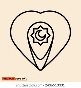 Ramadhan love icon design vector graphic of template, sign and symbol, line style