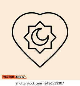 Ramadhan Liebe Icon Design Vektor-Grafik der Vorlage, Zeichen und Symbol, Linienstil