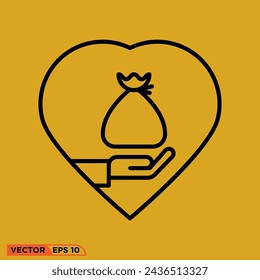Ramadhan love icon design vector graphic of template, sign and symbol, line style