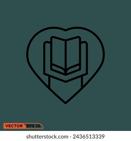 Ramadán icono de amor diseño gráfico vectorial de plantilla, signo y símbolo, estilo de línea