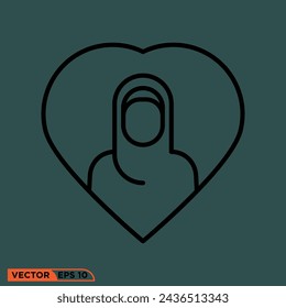 Ramadhan love icon design vector graphic of template, sign and symbol, line style