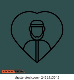 Ramadán icono de amor diseño gráfico vectorial de plantilla, signo y símbolo, estilo de línea