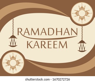 Ramadhan month. illustration of lanterns, mosques, moon stars, greeting cards and happy Ramadan backgrounds.