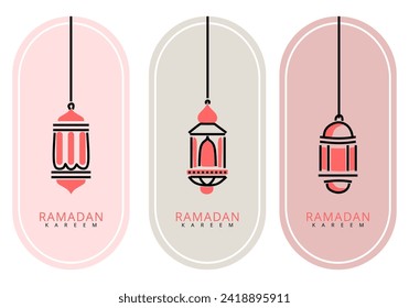 Ramadhan month. Islamic line art template for wallpaper design. Poster, template, social media, banner. vector illustration.