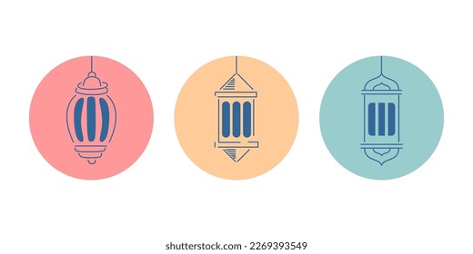 Ramadhan month. set of line art icons, Islamic for social media design pictures, line art, icons, media banners. vector illustration.