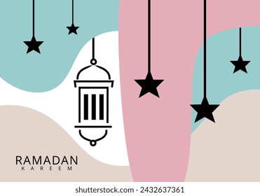 Ramadhan month. Template, Islamic greeting card background with ramadan for wallpaper design. Poster, media template. vector illustration.