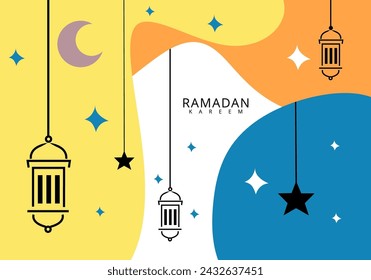 In: Ramadhan Month. Vorlage, islamische Grußkarte Hintergrund mit Ramadan für Tapeten-Design. Poster, Medienvorlage. Vektorgrafik.