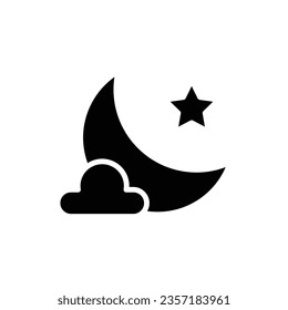 Ramadhan Moon Filled Icon Vector Illustration