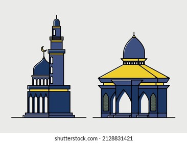 ramadhan mosque template design flat cartoon illustration poster flyer postcard 