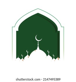 ramadhan mosque theme with green background