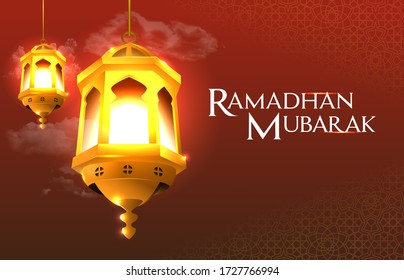 Ramadhan Mubarak Decorative Lantern Vector Illustration