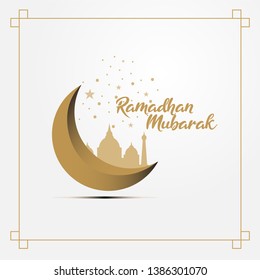 Ramadhan mubarak greeting design template. Islamic vector illustration