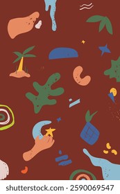 Ramadhan Mubarak Islam colorful shapes tropical summer food doodle abstract