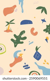 Ramadhan Mubarak Islam colorful shapes tropical summer food doodle abstract