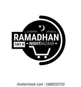 Ramadhan Night Bazaar Simple Minimalist Logo Vector