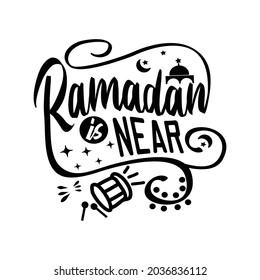Ramadhan quote lettering design vector