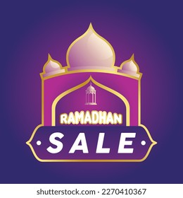 Ramadhan sale emblem with dome mosque